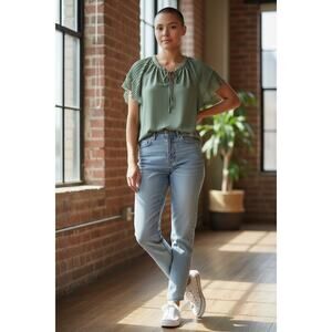 Sabrina Lauren Short Sleeve Cotton Blouse  Women Size PL.